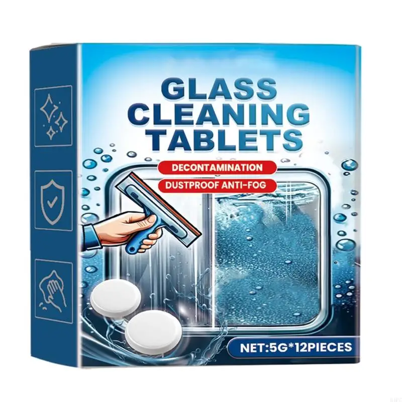 94PC Effervescent Glass Cleaning Tablets Stain Oil Remover 12Pcs/Box Easy to Use Formula