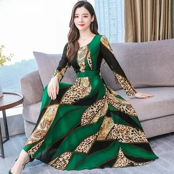 Abito lungo Slim Fit snellente autunno inizio autunno vita modellante abito snellente con rifiniture motivo floreale 1