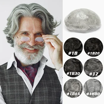 Parrucchino da uomo Capelli umani 90% Protesi capillare da uomo al 100% V Loop 0,03 mm Parrucche parrucchino in pelle sottile per uomo Sistemi di capelli umani al 100%