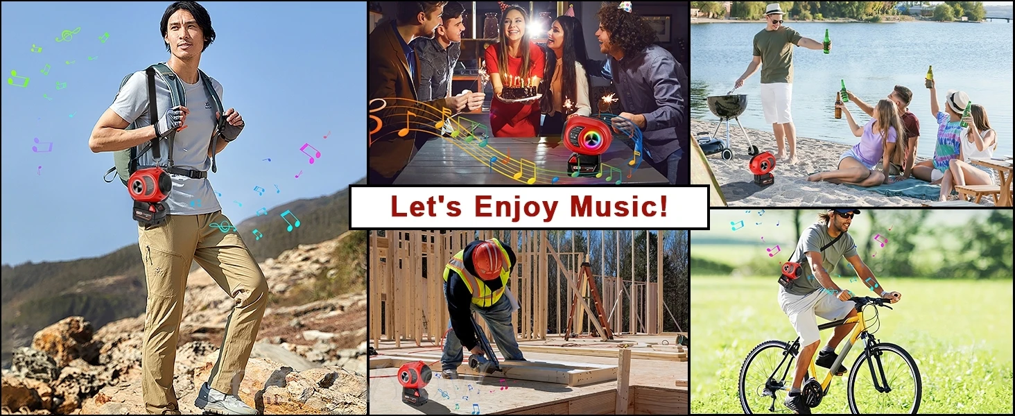 Bluetooth Speaker for Milwaukee 18v Battery Wireless Speaker with HD Sound BT 5.