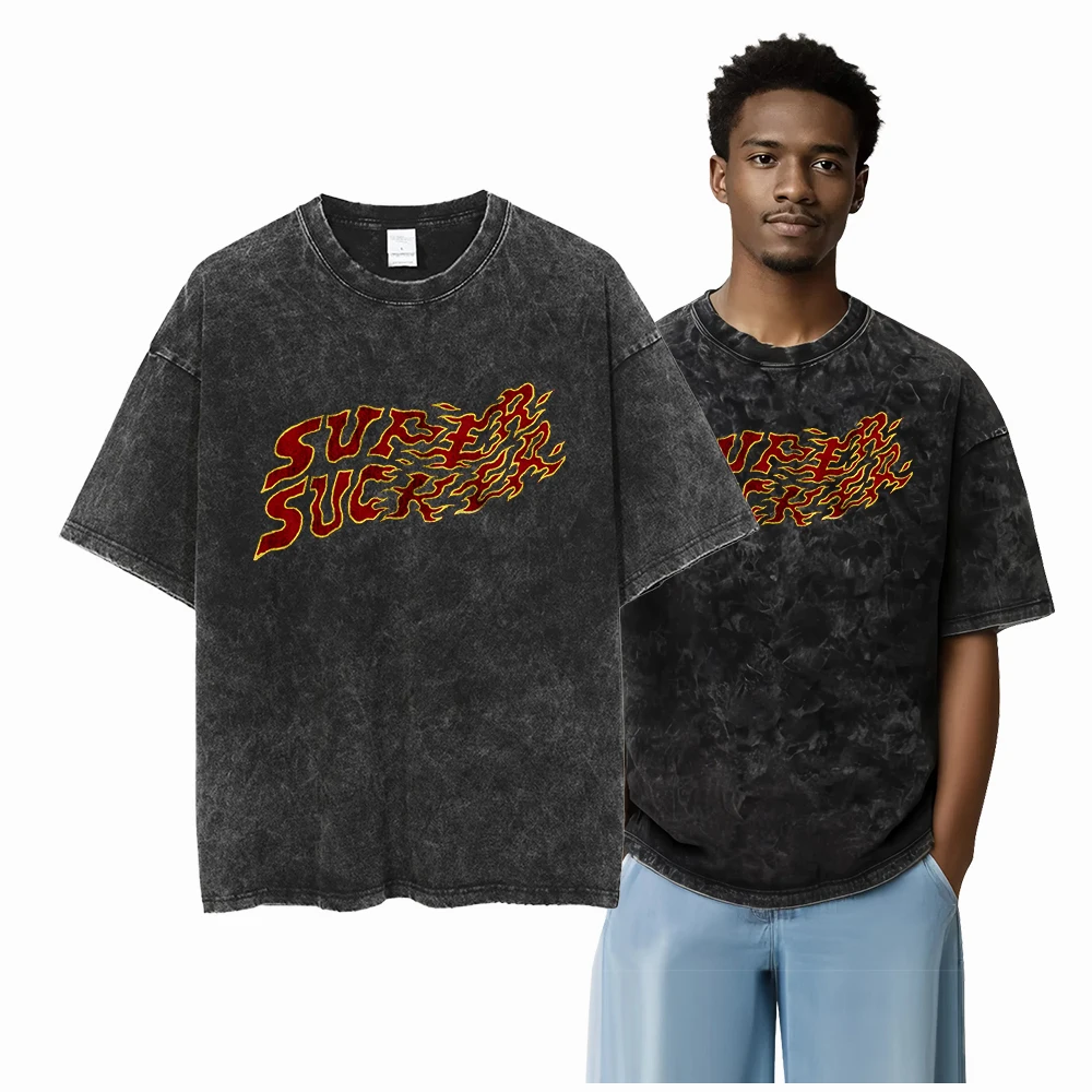 x1-x25 STREE THEME Exklusive Grafik Unisex Baumwolle Acid Washed T-Shirt Coole Vintage Streetwear Herren T-Shirts Big Size T-Shirt für Männer – Detail 13