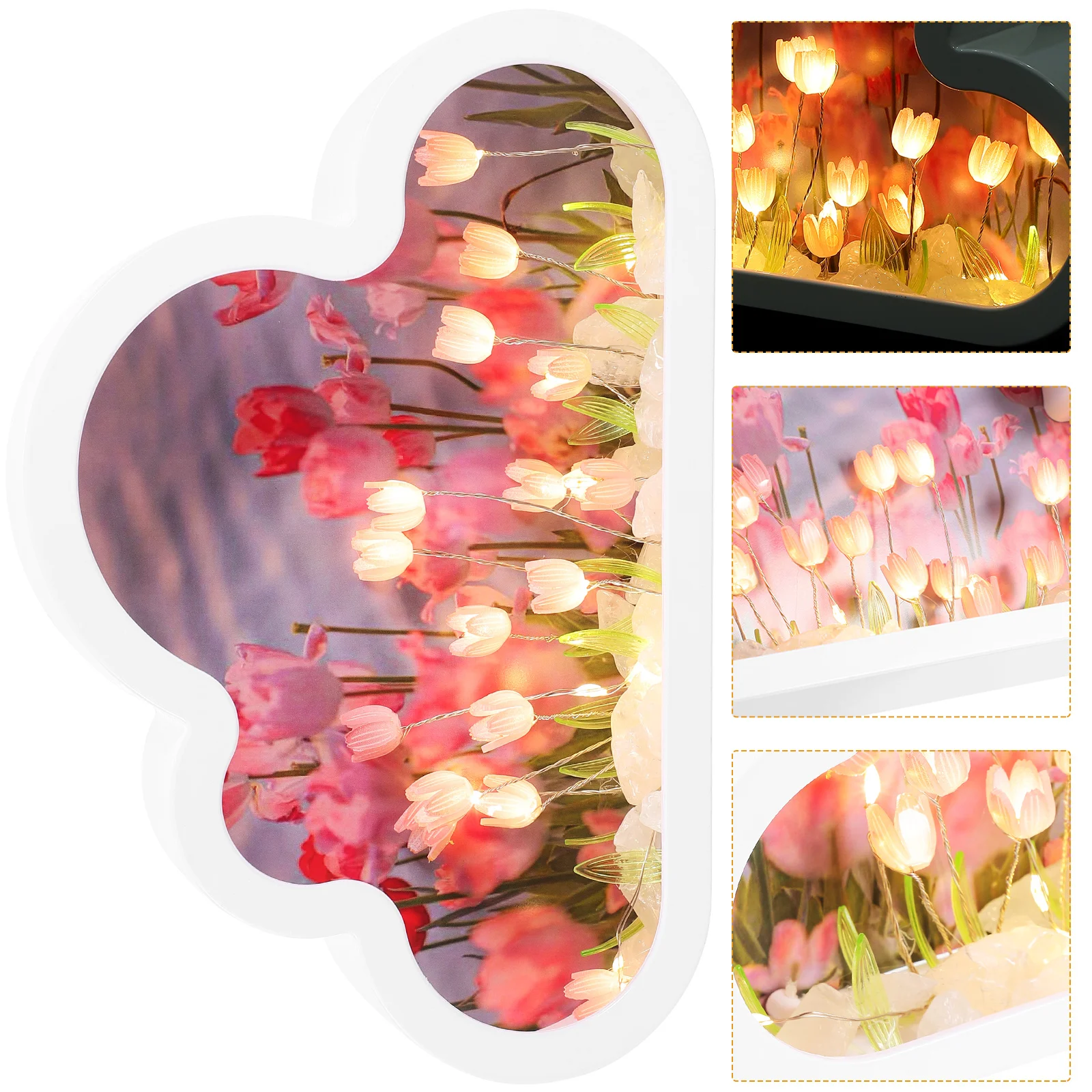 

Зеркальные ночные светильники ручной работы «сделай сам» в виде облака тюльпана, светящиеся украшения, украшение для спальни, лампа в виде цветка и столовой скатерти, розовый пластик