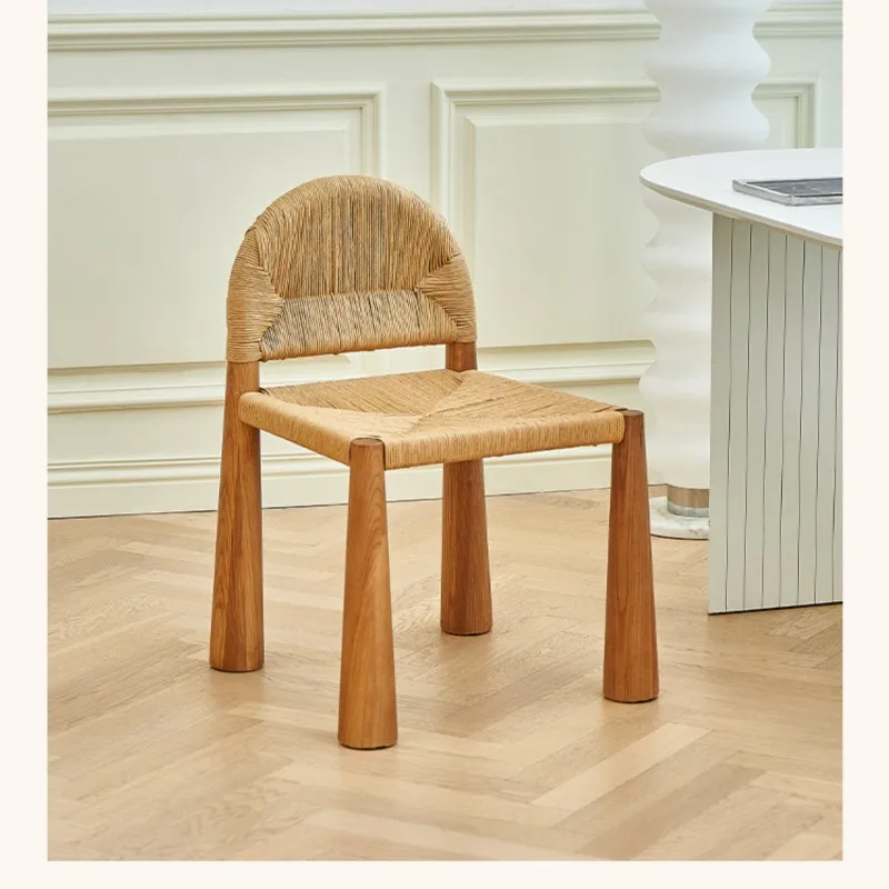 JOYLIVE Household Japanese Style Solid Wood Dining Chair Retro Simple Living Room Back Chair Rattan Leisure Chair DropShipping