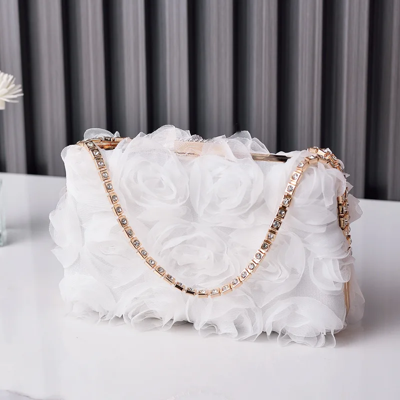 thumbnail image 1 of Nuevo bolso de noche con asa de gasa para damas, bolso de hombro exquisito a la moda para niñas, bolso cruzado de cadena simple de color puro para niñas, 1 of 5
