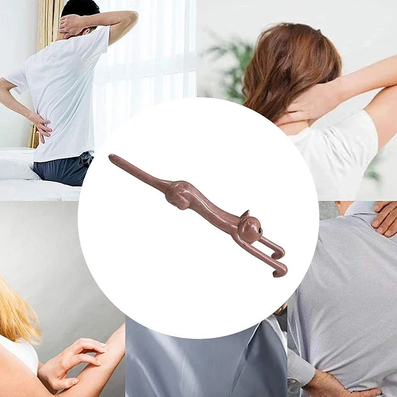 Wooden Cat-Shaped Back Scratcher Long Handle Anti-Itch Massager Pet Cat Statue Back Scratcher Relieve Itching Tool