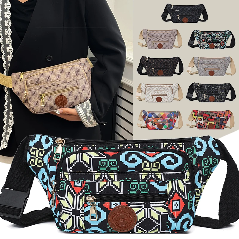 Fashionable waist bag, zipper closure, suitable for outdoor activities, crossbody sports bag, casual shoulder bag, multi-layer c