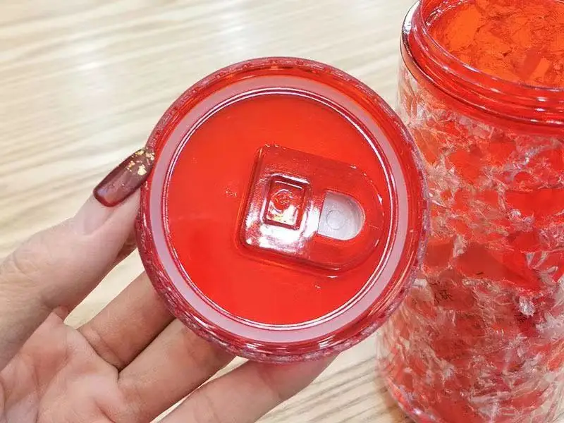 Crack Style Refrigerator Ice Cup Cans Plastic Reusable Cup Double-Layer Plastic Water Bottle With Straw