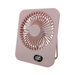 Compact USB Rechargeable Fan with 5 Speeds, 180° Adjustable for Quiet Air Circulation (Pink)