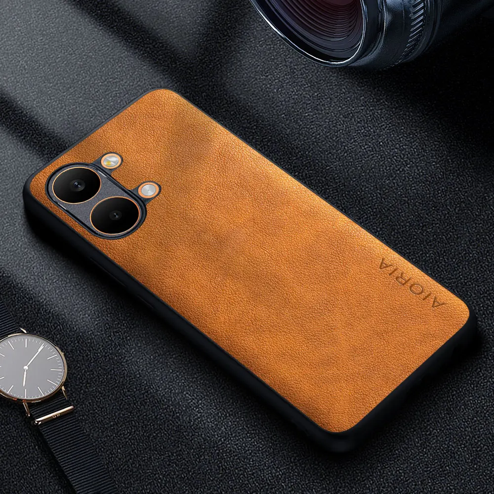 Premium Luxury Leather Retro Business Style Solid Color Phone Case