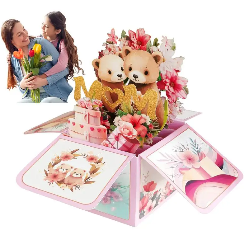 

3D Pop Up Flower Cards 3D Pop-up Bouquet Greeting Card Colorful Printed Bouquet Thank You Card Image Paper Pop up Cards