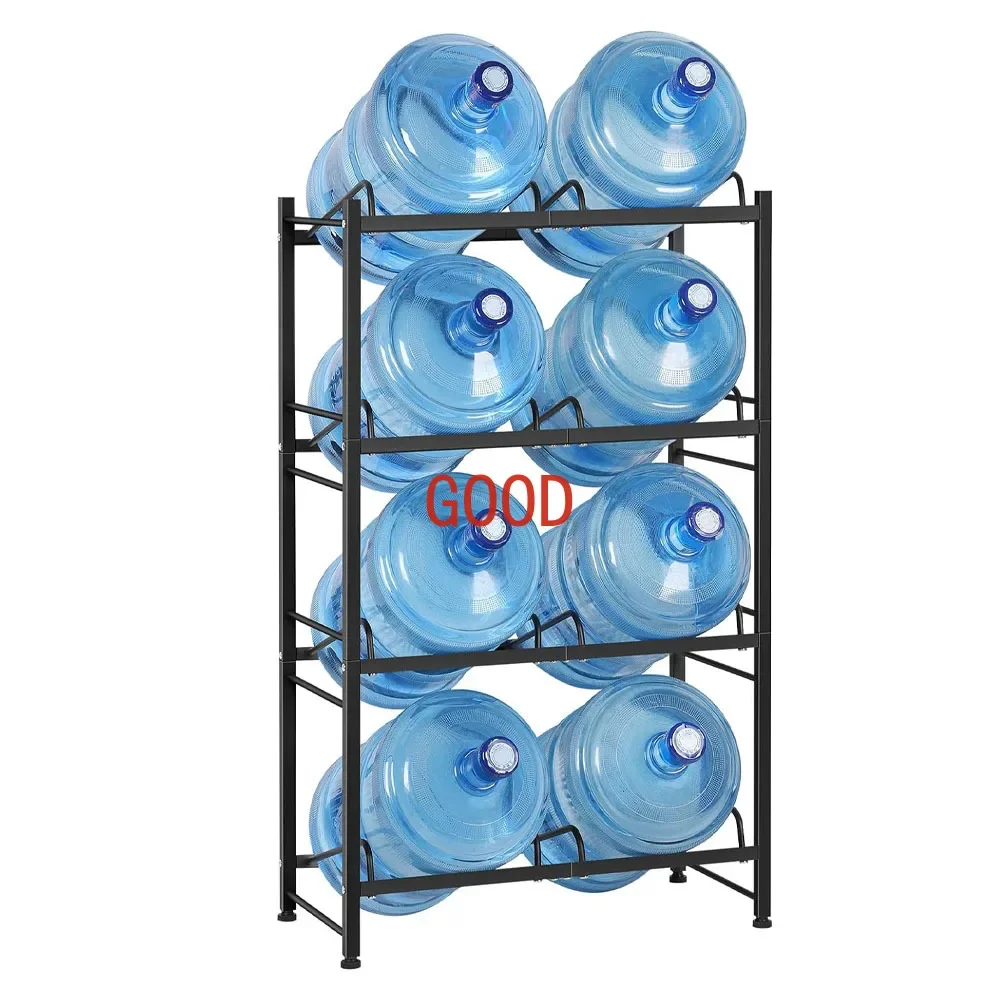 4 Tier Water Jug Holder w/ 8 Slots Heavy Duty 5 Gallon Water Bottle ...