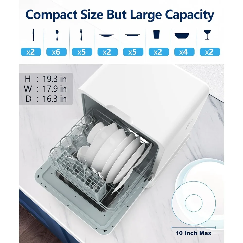 Countertop Dishwasher, 28 Pieces Dishes/Cycle, 6 Washing Programs&Hot Drying, Dish Washer 2