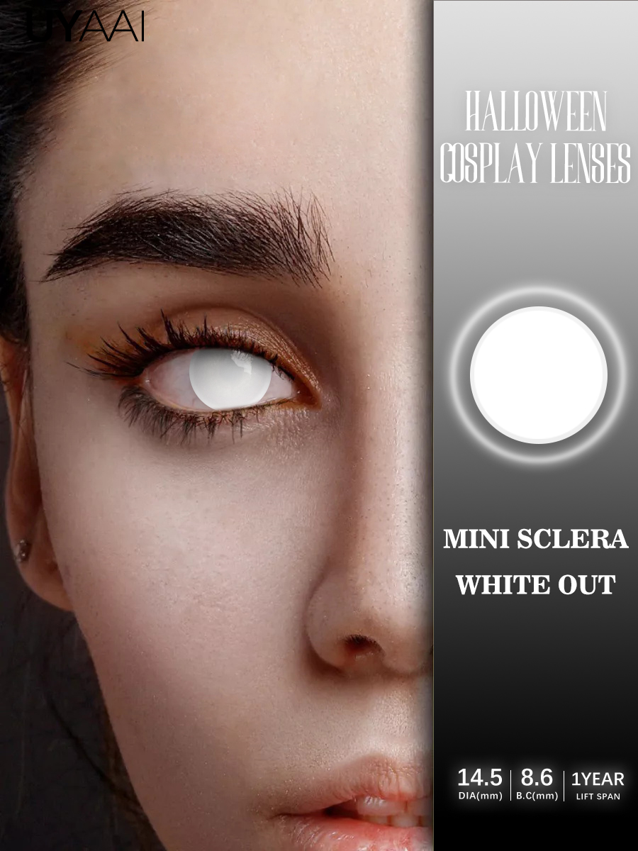 UYAAI Cosplay White Lenses Anime Black Eye Color Lens Halloween Vampire Lenses Cosmetics Colorful Multicontacts Red Lenses