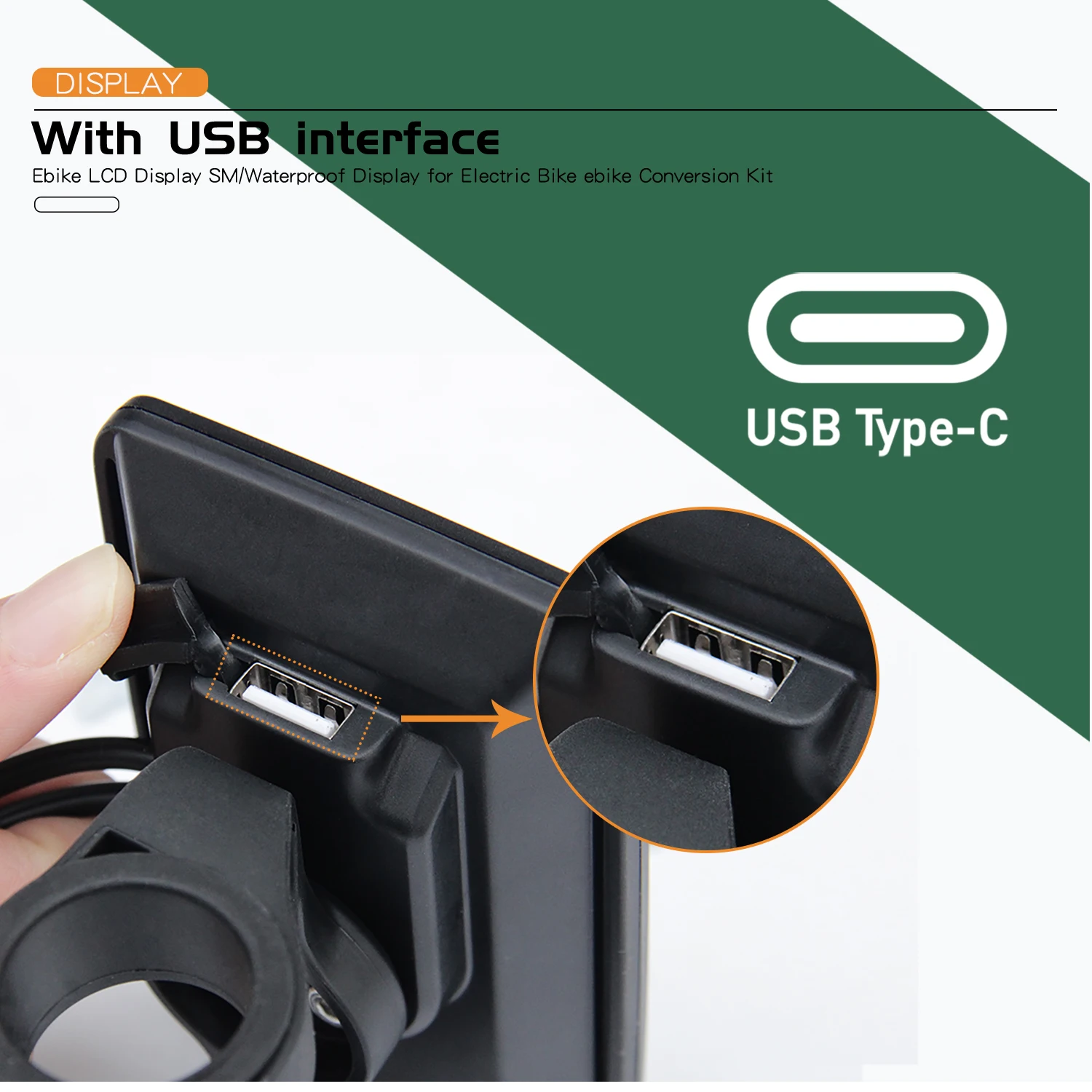 전기 자전거 다채로운 디스플레이 UART2 UKC1+ 24V-72V E 스쿠터 LCD 패널(산악 전기 자전거 부품용 USB 기능 포함)