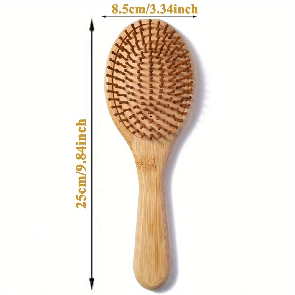 Eco-Friendly Bamboo Hair Brush with Air Cushion for Scalp Massage and Anti-Static Tangle-Free Styling