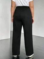 Plus Size Women's Casual Fashion Drawstring Pants Spring Autumn Solid Color Versatile Commuter Popular Pants - Image 4