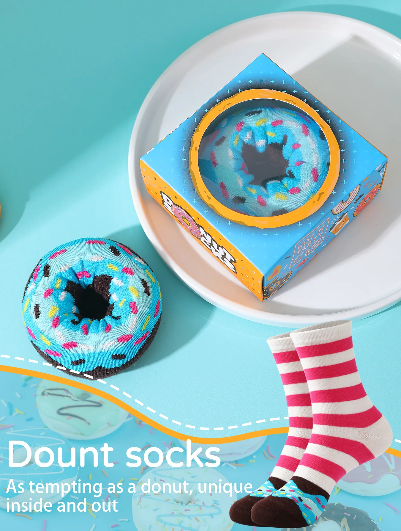 Festive Donut-Themed Novelty Socks Gift Box