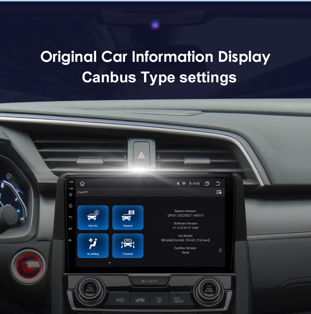 Hizpo Android 13 Stereo For Honda Civic 10th 2016 2017 2018 2019 2020 Car Radio Multimedia Video Player GPS Carplay Head Unit BT