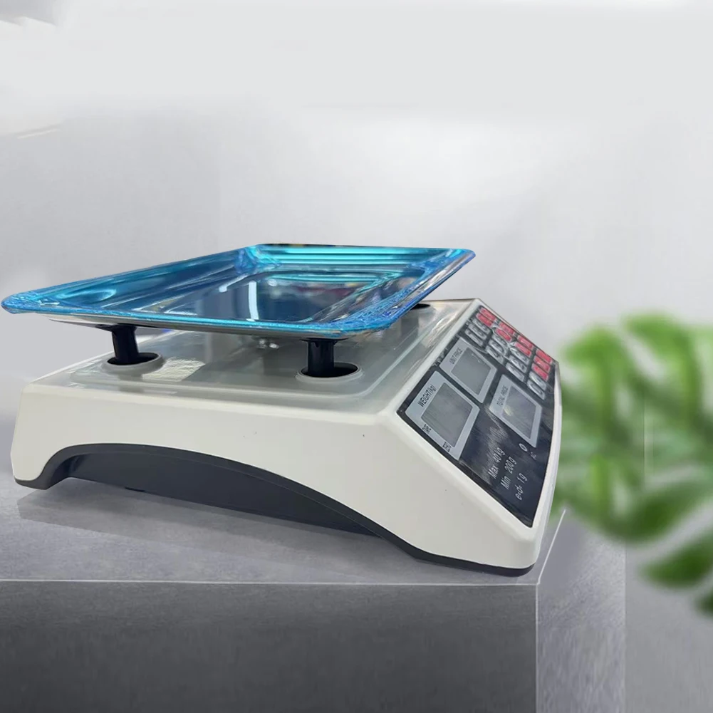 40kg/5g Commercial Price Scale with Stainless Steel Plate Counting Weight Scale LCD Digital Display for Farmers Market Meat Shop