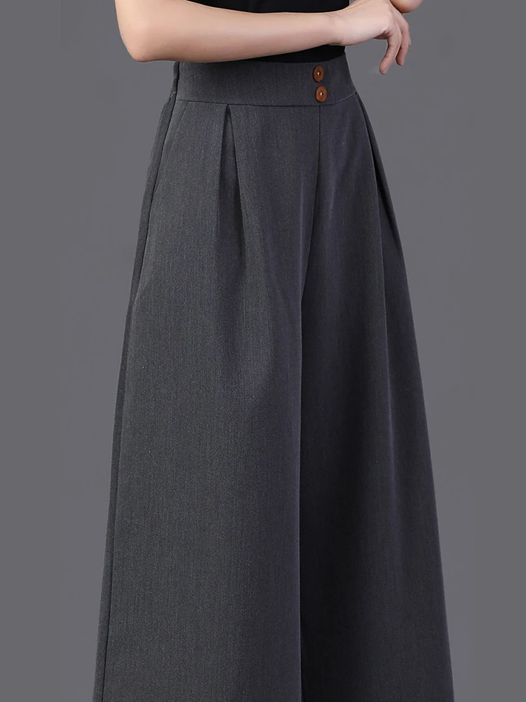 Ice Slik Culotte Pants Casual Women High Waist Soft  Wide Leg  Straight Trouser Oversize Pantalones New Ankle-length Sweatpants