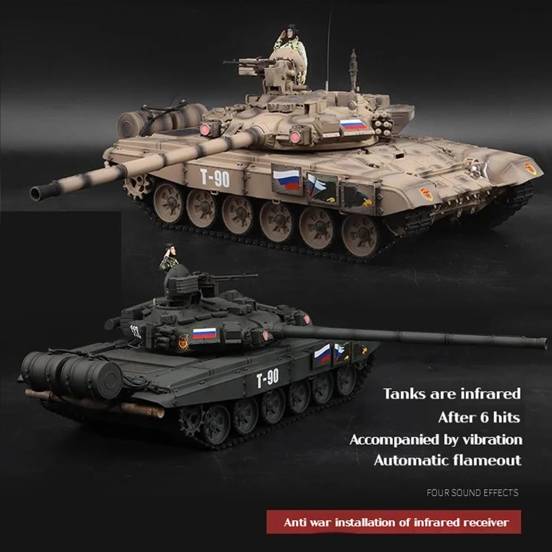1:16 Henglong 3938 Russian T-90 Remote Control Tank 7.0 Version Simulated Smoke Metal Rocker Arm Toy Car 4