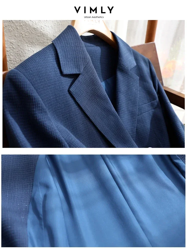 Vimly 2024 Spring Women's Suit Office Lady Long Sleeve Blazer Jackets Loose Straight Short Pants Professional Matching Set V8129