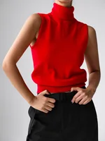 Bornladies Women's New Knit Sleeveless Turtleneck Tank Top Soft Fabric Trendy Slim Fit Solid Color Autumn Winter Fashion Camis - Image 3