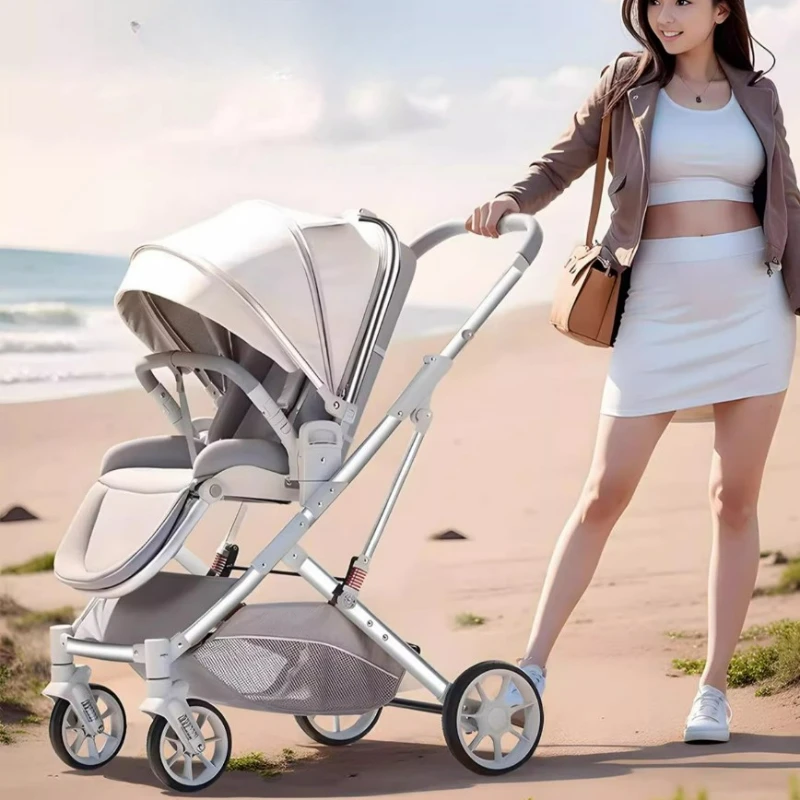 Lightweight High-view Trolley Two-way Baby Carriage Newborn Baby Stroller Multifunctional Folding Stroller