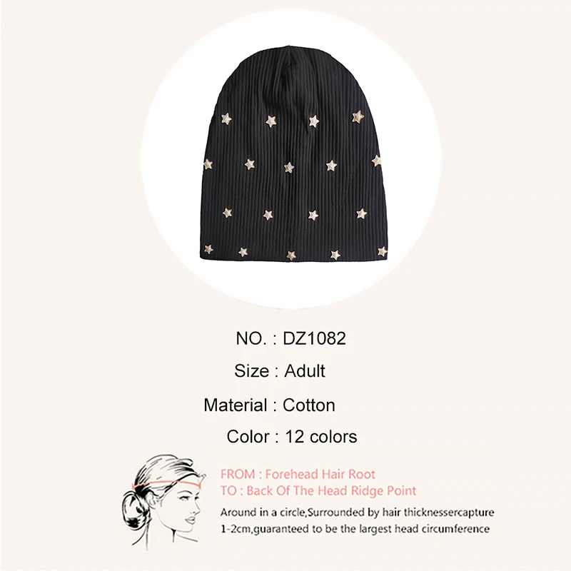 Geebro Star Ribbed Cotton knitted skullies Beanie For Women Casual Soft Design Solid Heart Bonnets hat Slouchy  Ladies Hat 6