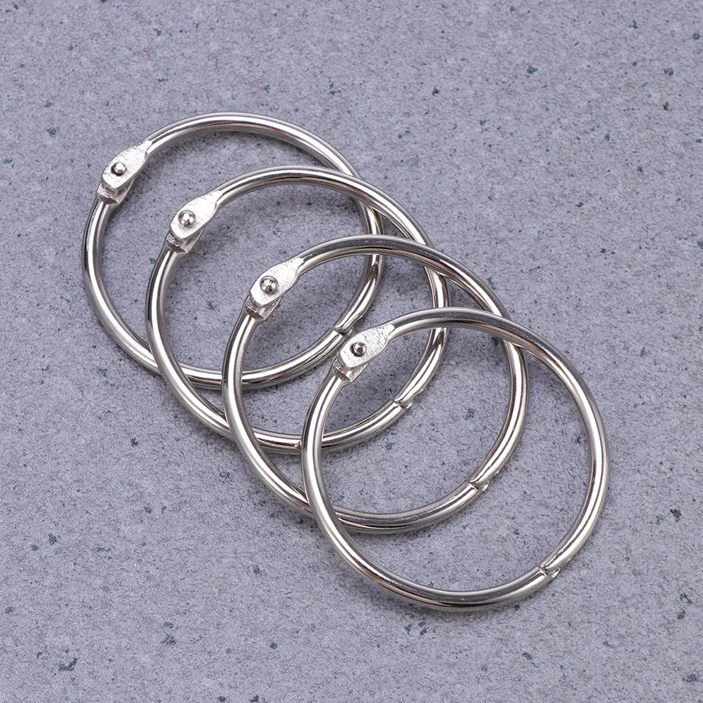 20개 프리미엄 스틸 루즈리프 링 니켈 도금 금속 북링 키체인 오거나이저 바인더 메모 영수증 샘플 사진 클립용