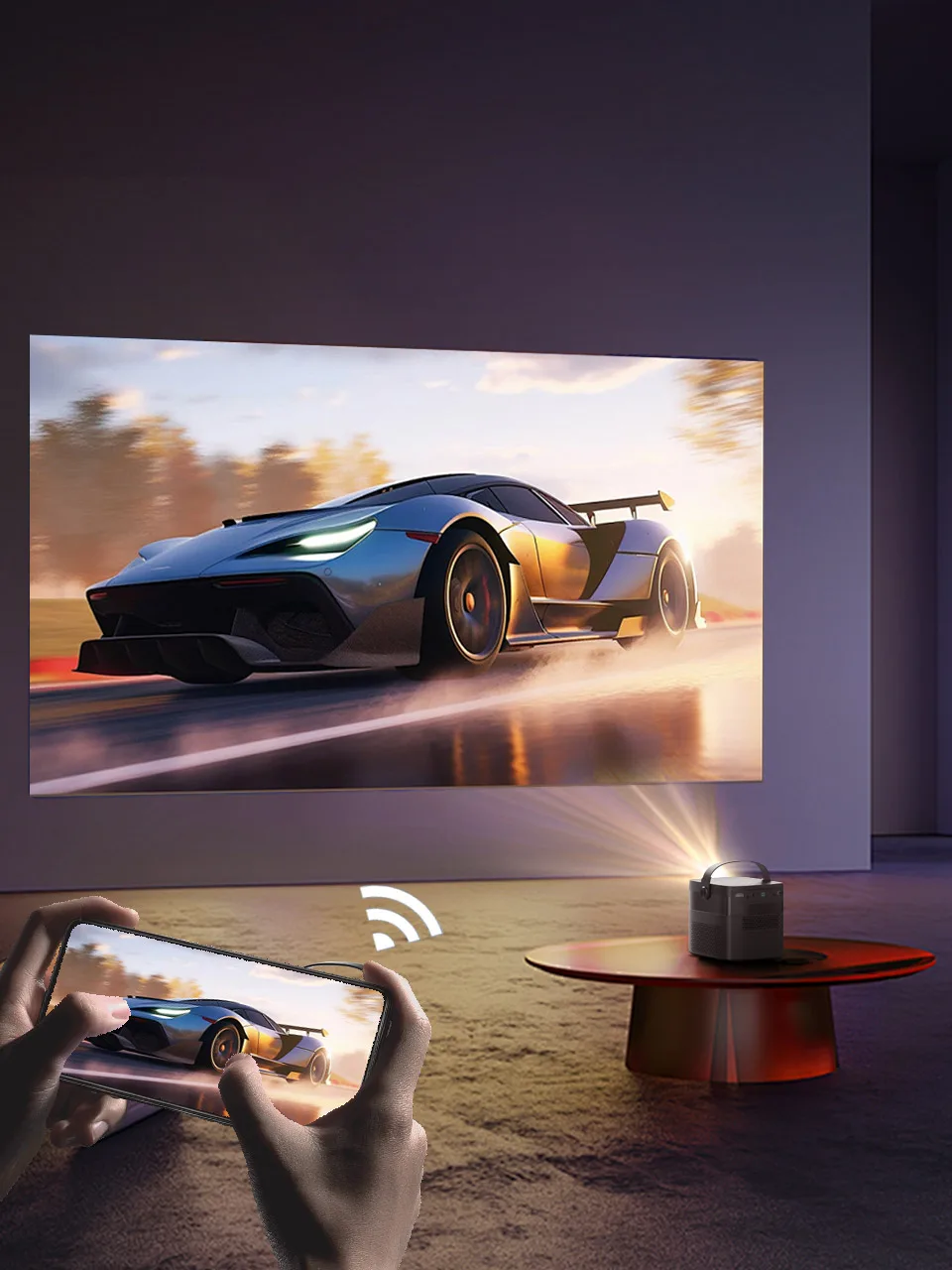 Portable Projector 4K 3D WiFi Full HD1080P Built-in 2 x 10W Speakers Home Theate