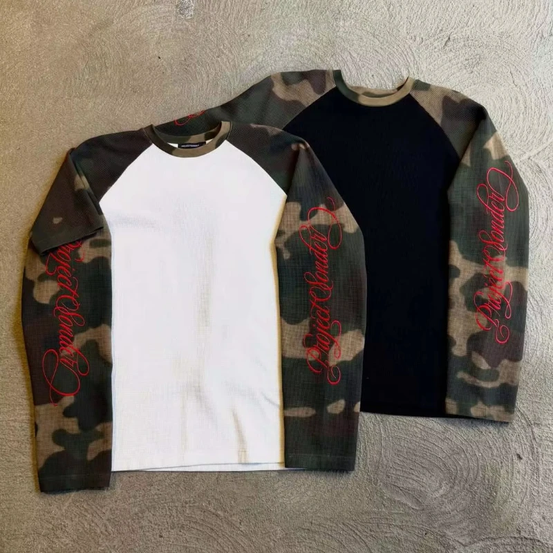 Y2K American Letter Print Gothic Hip-Hop Langarm-T-Shirt Unisex Casual Top Street Style Bequemer Mantel mit lockerer Passform