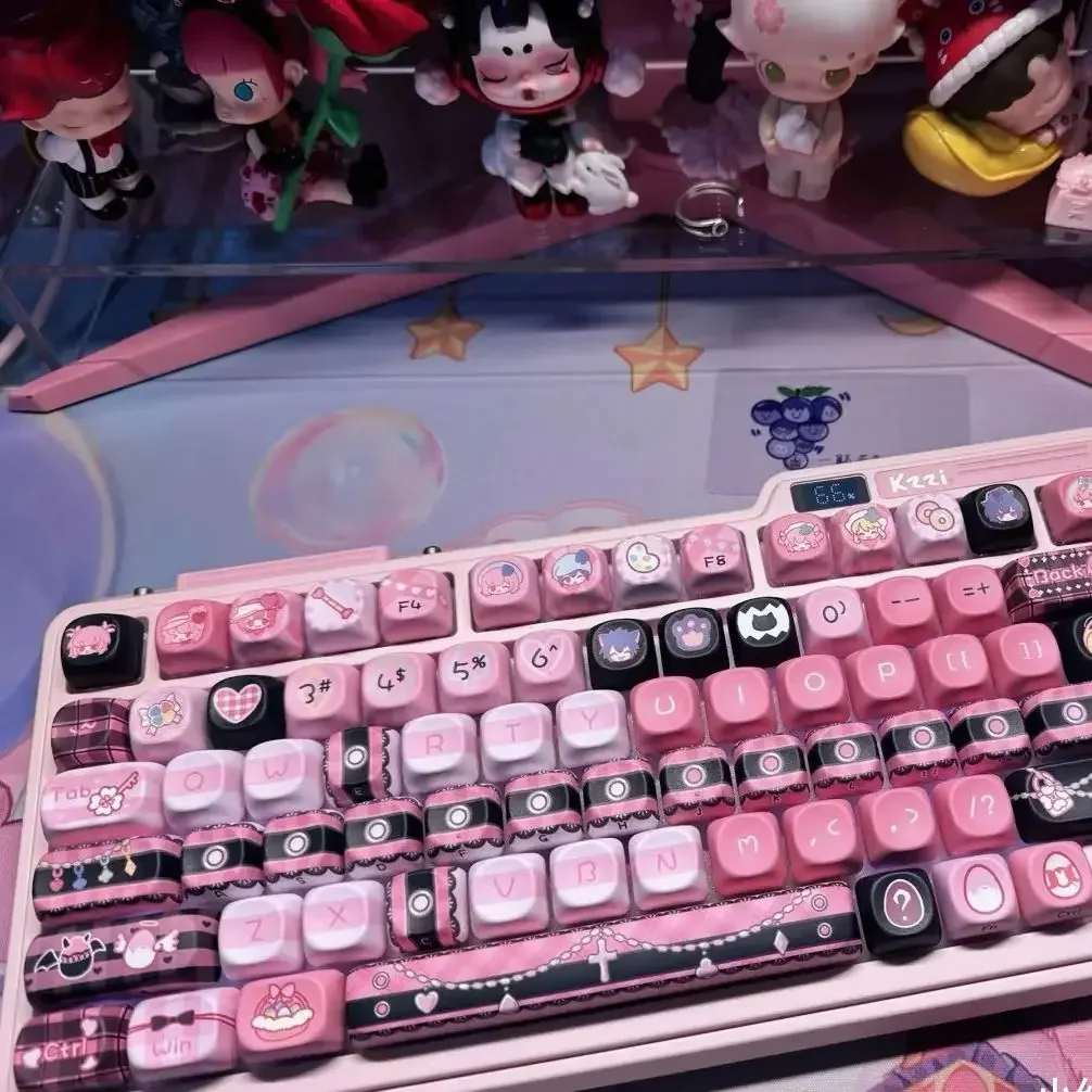 Cute Anime Moa Keycaps For Girls Teclado Mecânico Sublimação Térmica Presente para Alice 142 Chaves 2.25 u 2.75u - Imagem 3
