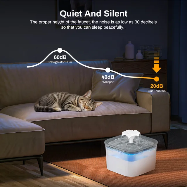 2.6L Automatic Cat Water Fountain With Faucet Dog Water Dispenser Transparent Filter Drinker Pet Sensor Auto Drinking Feeder 3