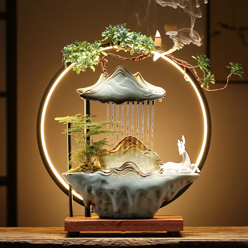 ChineseCeramicCandleeVesselsSmokeWaterfallFountainCandleeVessel