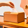 Waterproof Leather Texture Tissue Box Cover Napkin Holder Wet Paper Case Living Room Car Organizers Desk Storage 4