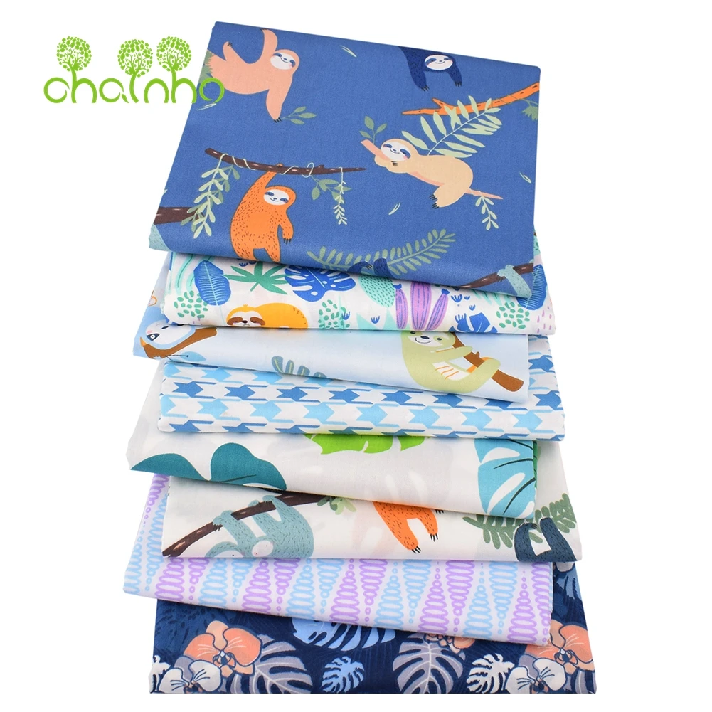 Chainho,Printed Twill Weave Cotton Fabric,DIY Sewing Quilting Material,Patchwork Cloth,8 Designs Cartoon Series,2 Sizes,15C246