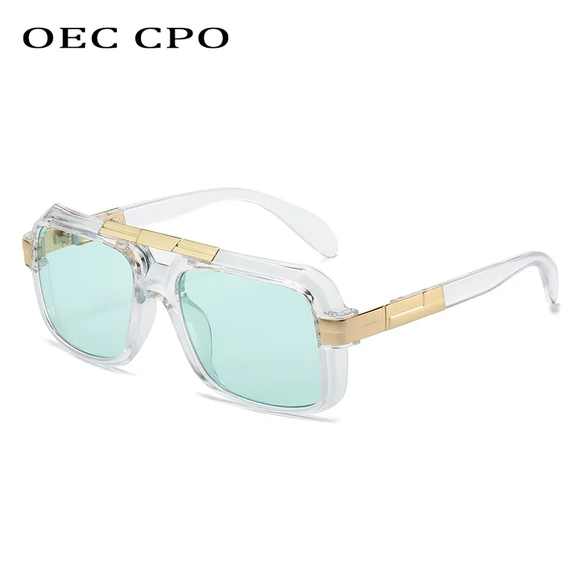 Occhiali Da Sole Uomo Oversize Con Lenti Trasparenti - Stile Hip Hop, Moda, UV400, Nero - Foto 4