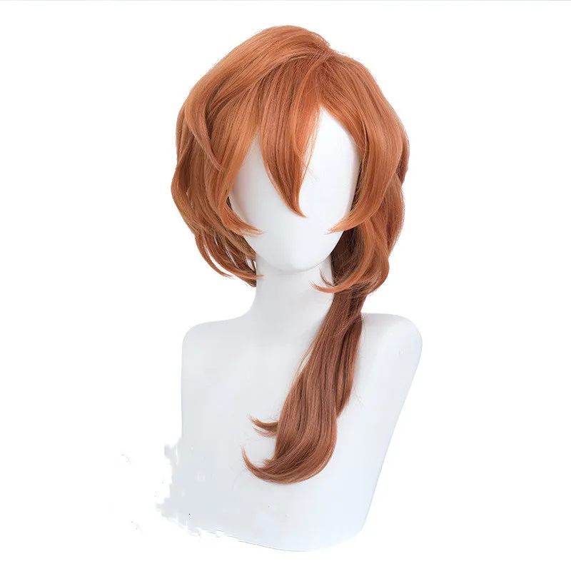 Chuuya Nakahara Cosplay Bungou Stray Dogs Cosplay Men 55cm Brown Wig Anime Wig Heat Resistant Synthetic Wigs