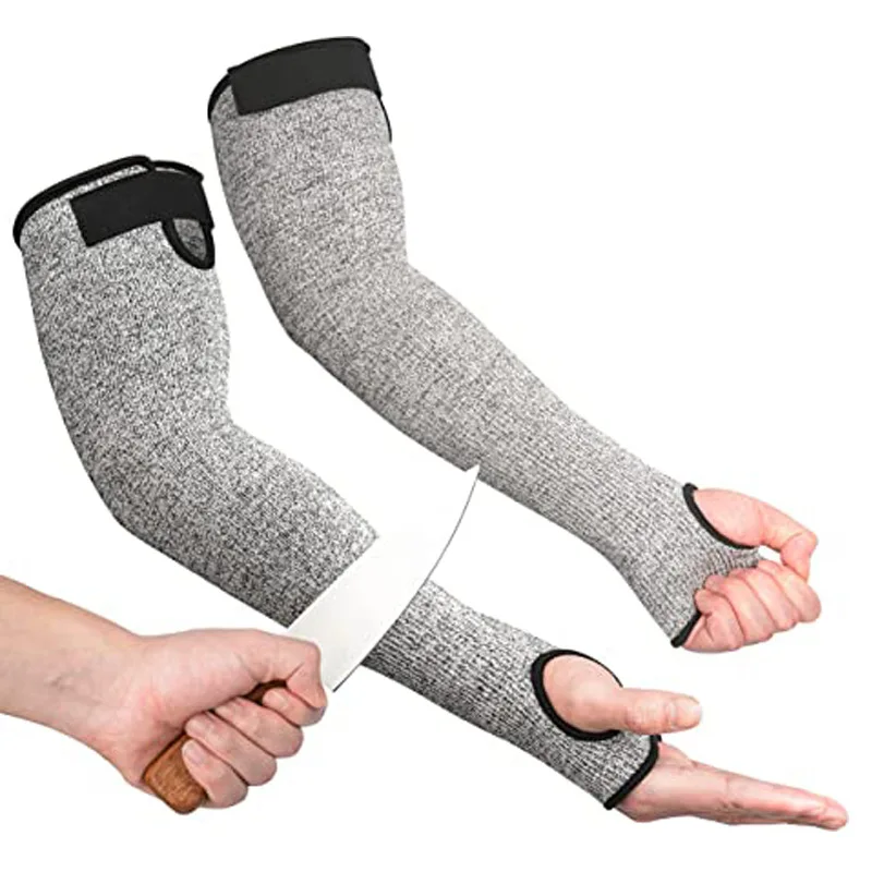 High Wear-resistant Cut-resistant Long Arm Breathable Level 5 Labor Protect Sleeve Occupy Work Industrial Use 45cm with Velcro