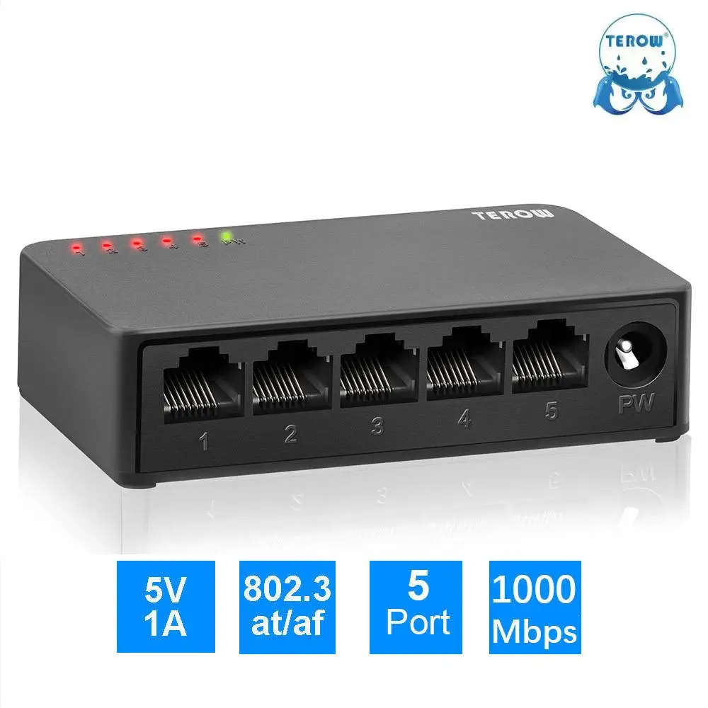 Terow-switch Gigabit Rede 802.3at Ethernet af Rj45 para Câmera ip ap sem Fio Vigilância de Segurança 100mbps ou 1000mbps Portas
