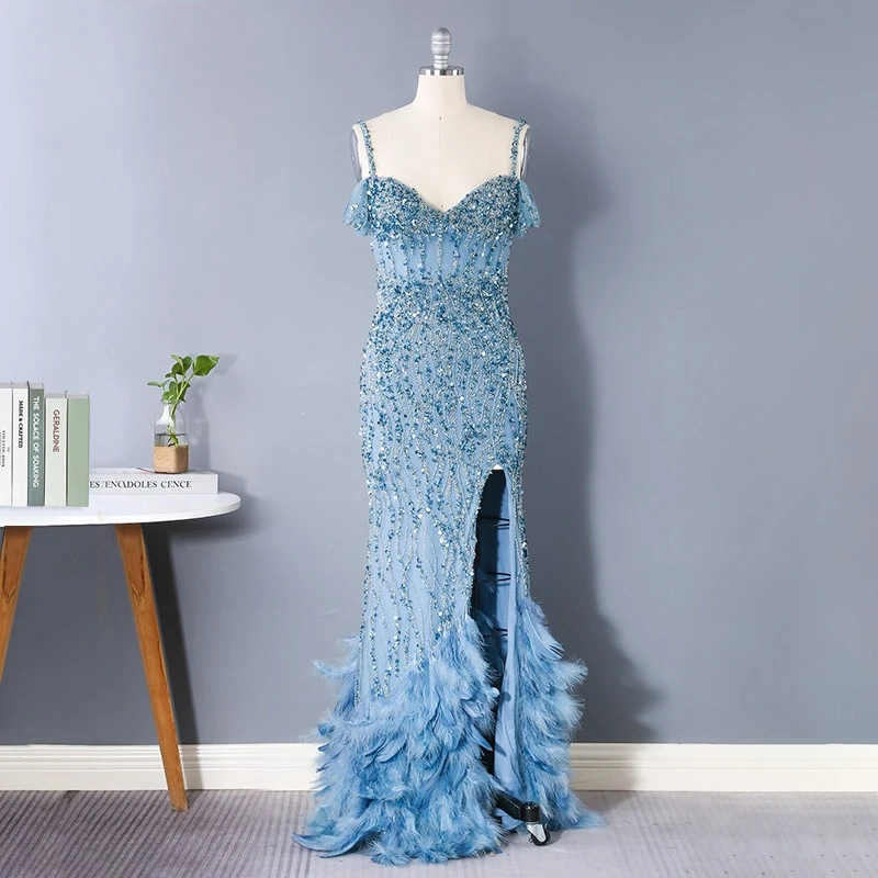 

Ashely Alsa Luxury Saudi Arabic Crystal Formal Evening Dresses For Women Shinny Sexy Side Split Party Pageant Dress Party Proms