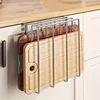 Kitchen Hanging Organizer Rack with Hook Under Cabinet Paper Towel Cloth Hanger Cutting Board Pot Lid Holder Warehouse Shelf 3