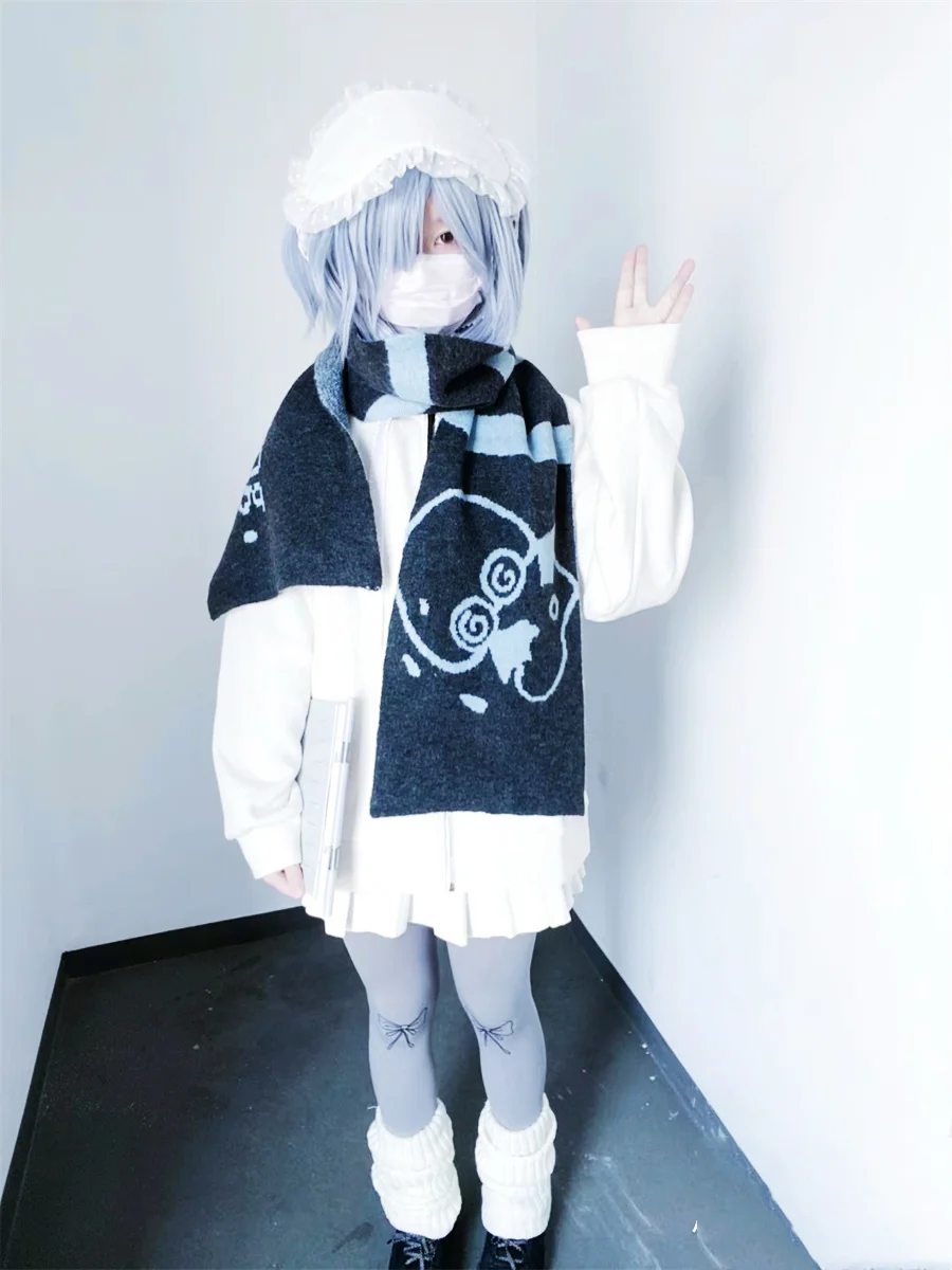 

Ruibbit Autumn Winter Japanese Cute Sweet Cool Design Striped Animal Scarf Woolen Knitted Warm Shawl and Scarf