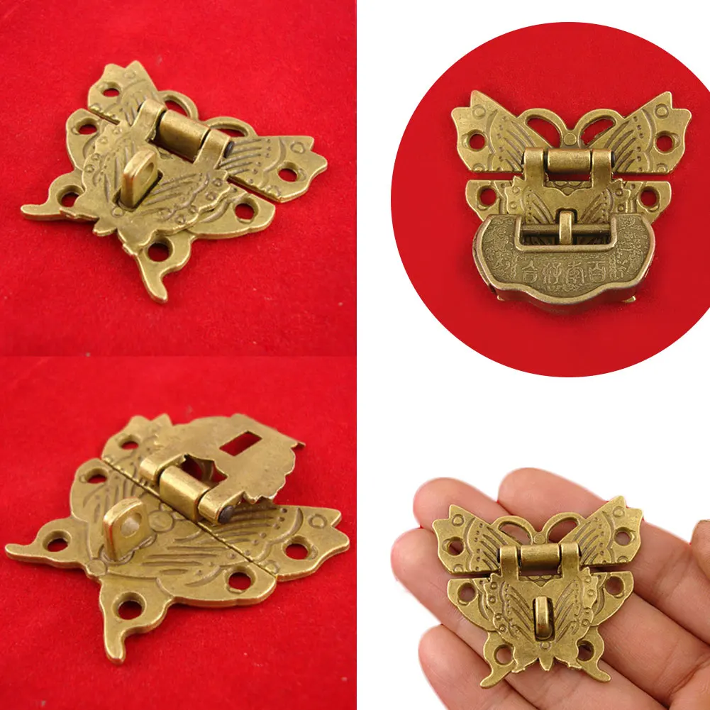 Description Picture 5 of itemRetro Alloy Butterfly Latch Catch Wooden Jewelry Box Case Hasp Lock