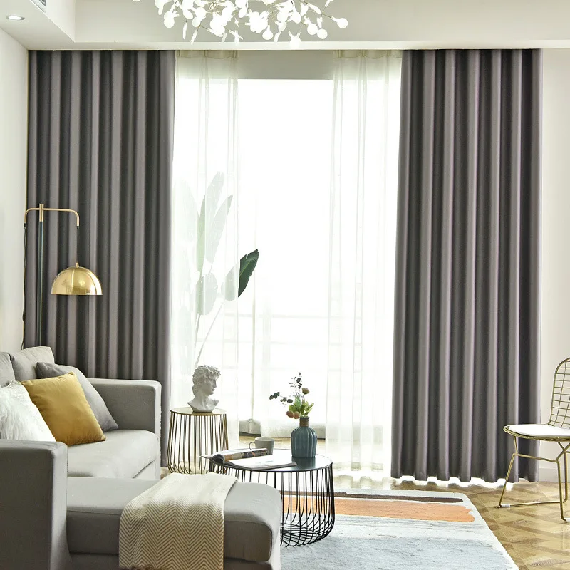 Blue Blackout Thermal Insulation Curtains for the Bedroom Livingroom Opaque Kitchen Curtains Window Treatments