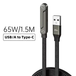 Enhanced Product Title:  
OOZCC 240W Elbowed 180° Fast Charging Foldable Phone Holder with Nylon PD Data Sync Cable - 1.5M - 4.9ft - 59in (USB - A to Type - C)