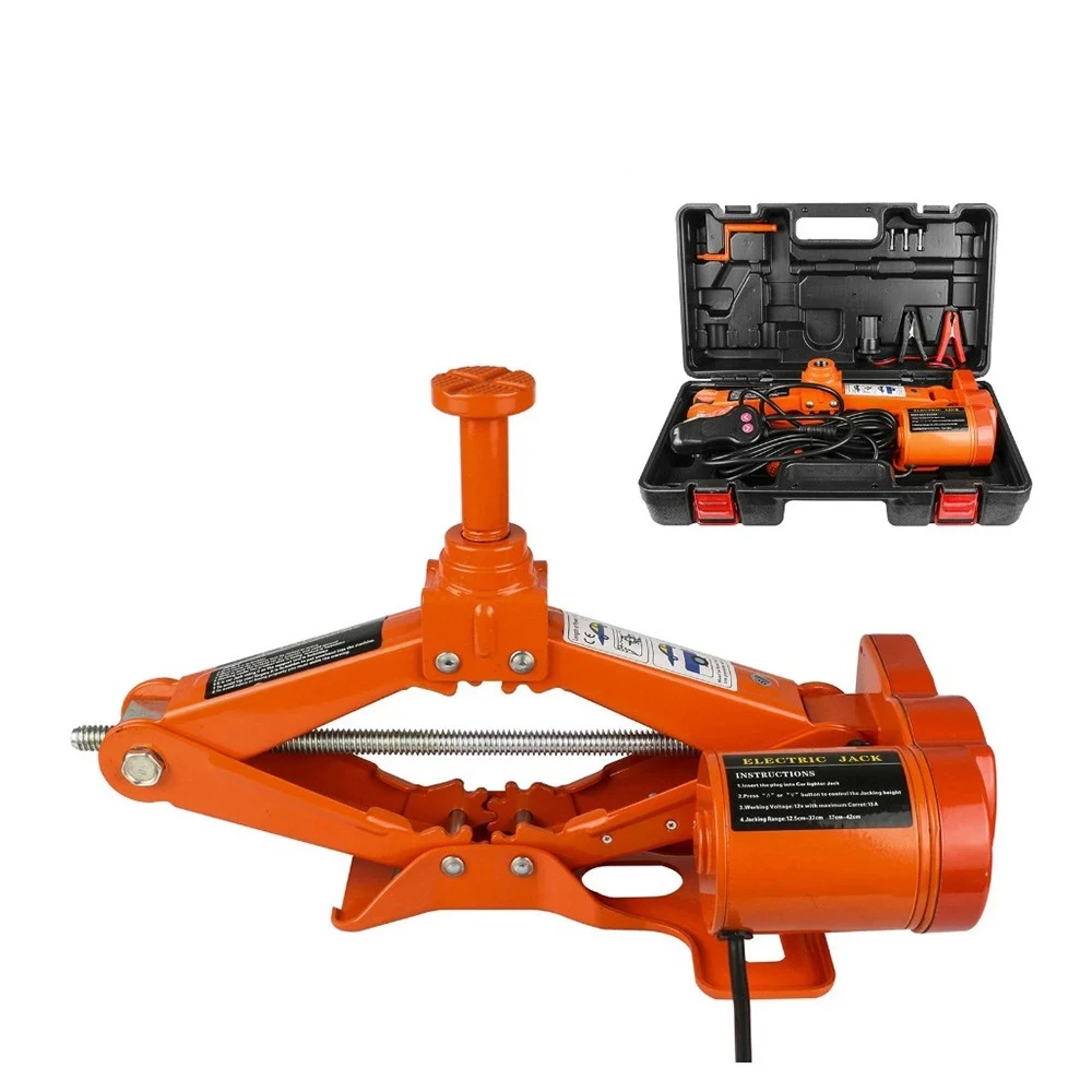 1 Set Portable Dc 12v Car Jack 3ton Electric Jack Auto Lift Scissor