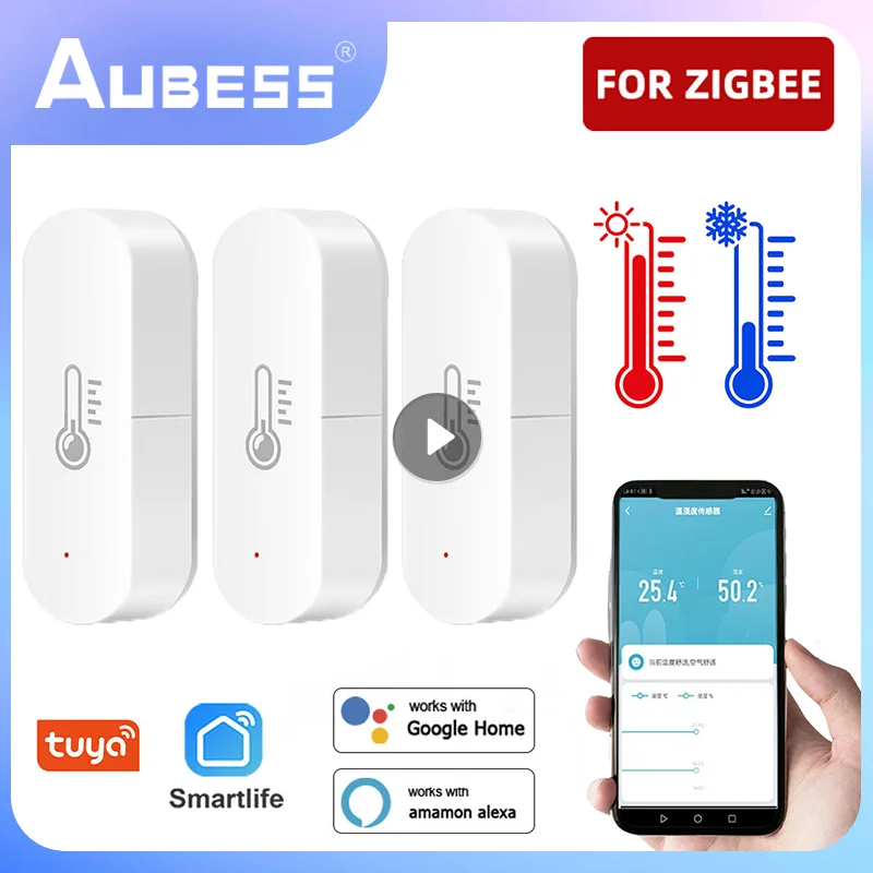 

Tuya ZigBee 3.0 Smart Temperature And Humidity Sensor Tuya Smart Life App Remote Control Work With Alexa Google Home Assistant