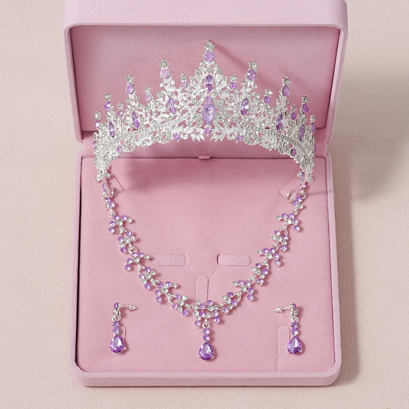 Bride Crown Set 3-piece Artificial Crystal Sweet Birthday Set